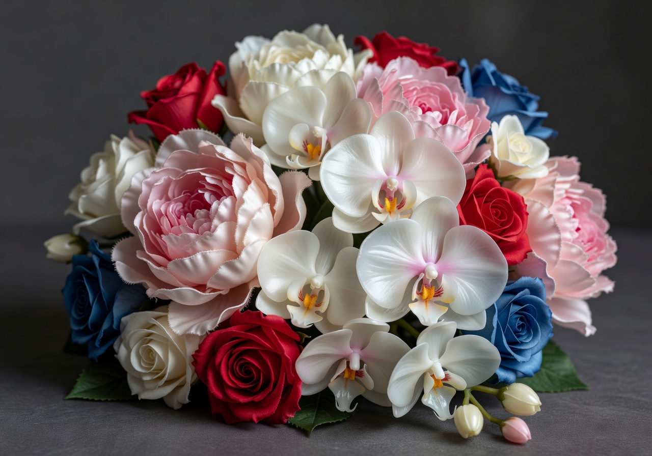 Premium silk and latex flowers showing high-quality material craftsmanship